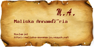 Maliska Annamária névjegykártya